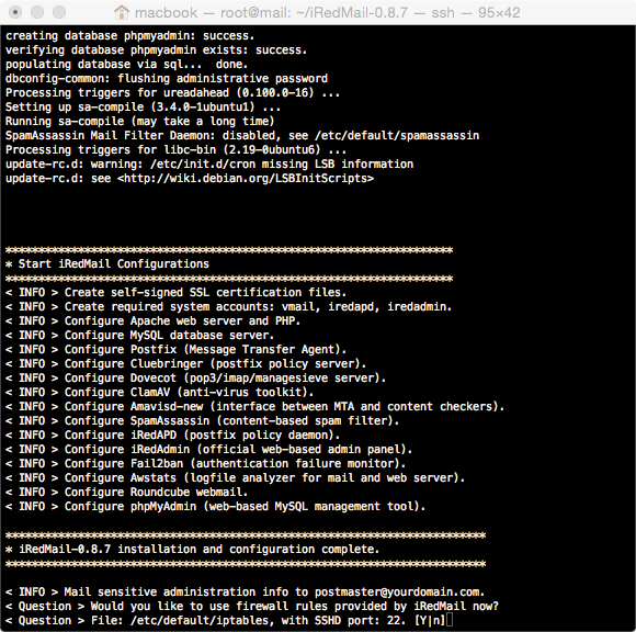 iredmail Firewall and SSH port