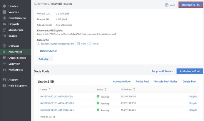 LKE HA cluster upgrade